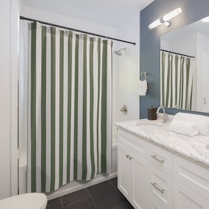 green white classic Bathroom Curtain