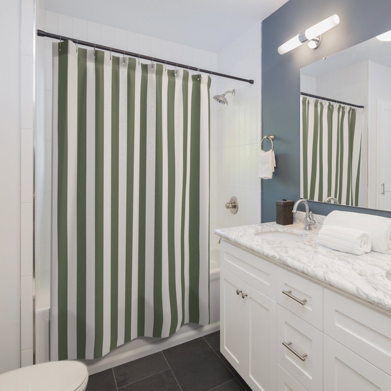 green white classic Bathroom Curtain