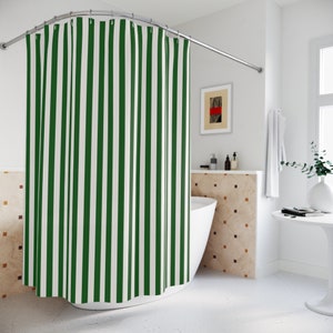 Stripe Bath Curtain Green White Striped Shower Curtain Bathroom Decor Bath Curtain for Bathroom Curtain Stripes Green White Stripe