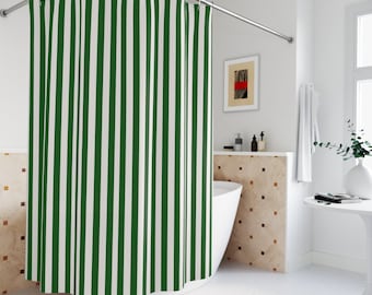 Stripe Bath Curtain Green White Striped Shower Curtain Bathroom Decor Bath Curtain for Bathroom Curtain Stripes Green White Stripe