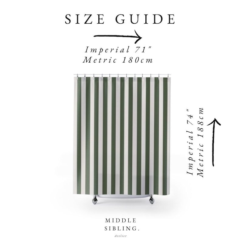 green white stripe curtain for cottage bathroom decor