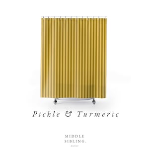 Mustard Yellow Stripe Shower Curtain for Bold Bathroom Decor Stripe Bath Curtain Machine ...