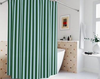 Shower Curtain Green Blue Striped Bath Curtain Bathroom Decor Waterproof Curtain for Shower Bathroom Curtain Stripes Blue Green Stripe