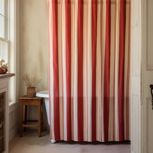 Red and cream shower curtain discount