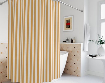 Mustard Stripe Shower Curtain: Playful Kid's Bath Decor