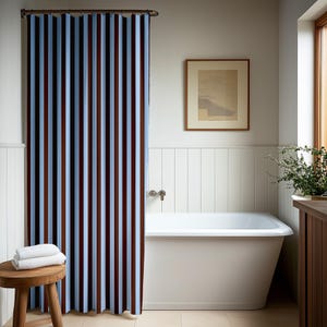 Bold Colourful Bath Curtain Blue Red Stripe Shower Curtain Bathroom Decor Bath Curtain for Bathroom Bold Stripe Curtain Stripe Blue Stripe