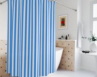 Shower Curtain Blue White Stripe Bath Curtain Bathroom Decor Bath Curtain for Shower Bathroom Curtain Stripes Interior Design Decor
