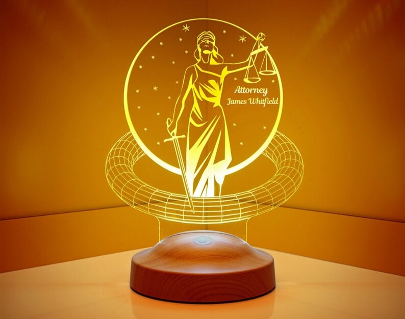 Justice Scales Attorney Lamp Lawyer Sign 3D Lamp Custom Etsy