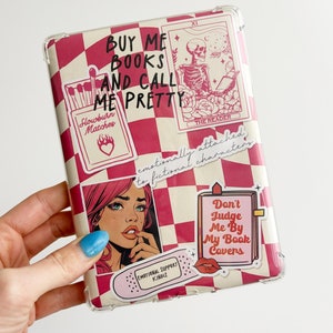 CHECKERED Kindle Insert for Clear Case - PRINTABLE - Pink Theme - Paperwhite, Basic, Colorsoft, Scribe, Oasis