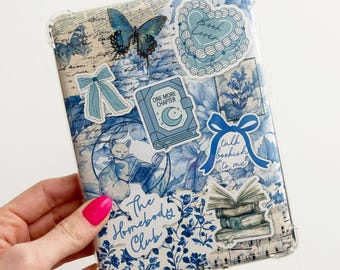 Blue Belle Bookish Sticker Inspired Kindle Insert - Compatible with Paperwhite, Basic, Colorsoft, Oasis, and Scribe