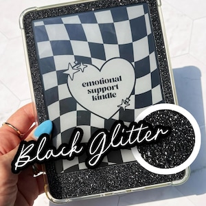 Black Glitter Kindle Skin – Sparkly Black Decal for Paperwhite, Scribe, Colorsoft & Basic