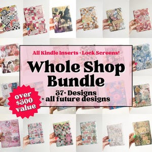 Pacote Estético Kindle | Encartes e Telas de Bloqueio Inspirados em Adesivos de Livros para os Modelos Kindle Scribe, Paperwhite, Basic e Color