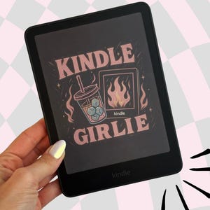 Kindle Girlie lock screen featuring an edgy BookTok-inspired design with a Kindle and iced coffee aesthetic. Perfect for Kindle girlies, bookish besties, and readers decorating their Kindle to match their vibe. Great for BookTok, cozy fall reading, and iced coffee lovers who want a trendy bookish wallpaper. Compatible with Kindle Paperwhite, Scribe, Basic, and Colorsoft models that support custom lock screens.