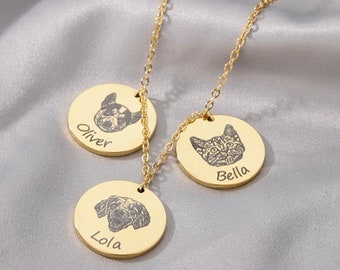 Custom Pet Portrait Necklace, Pet Jewelry, Dog Portrait Necklace, Cat Necklace, Dog Necklace,