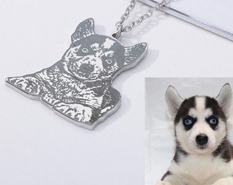 Custom Pet Portrait Necklace, Pet Jewelry, Dog Portrait Necklace, Cat Necklace, Dog Necklace