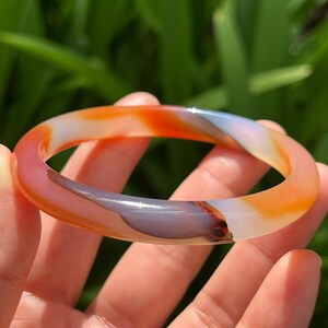 59mm inner diameter skinny unique natural rrange black agate bangle 0102