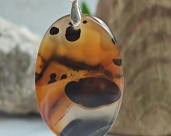 Sterling silver scenic agate pendant