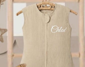 Saco de dormir doble de gasa personalizado | Saco de dormir de gasa de algodón para bebé | Regalo personalizado para bebé | Habitación del bebé