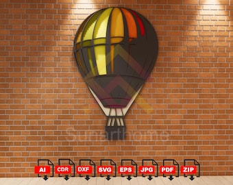 Hot Air Balloon SVG, Hot Air Balloon PNG Bundle, Hot Air Balloon Clipart, Hot Air Balloon DXF Cut Files for Cricut, Air Balloon Svg