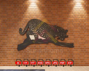 Leopard Cut File: SVG, DXF, PNG, Laser Cut (Digital Download)