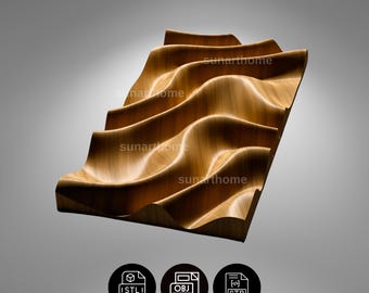CNC STL File for Wave Wall Panel , 3D Printed or Carved Wood Art ...