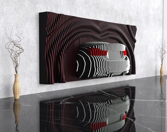Wavy Wooden Parametric Car Decor | Modern Wood Art | Laser Cut File | Unique Gift for Car Lovers | Cool Home Decor
