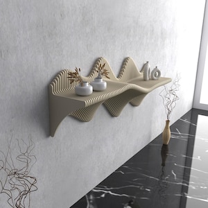 Parametric Shelf , Wavy Wooden Shelf Decor , 3D Wall Art & Shelf Accent - Unique Modern Home Decor for Stylish Interiors , Shelf 5