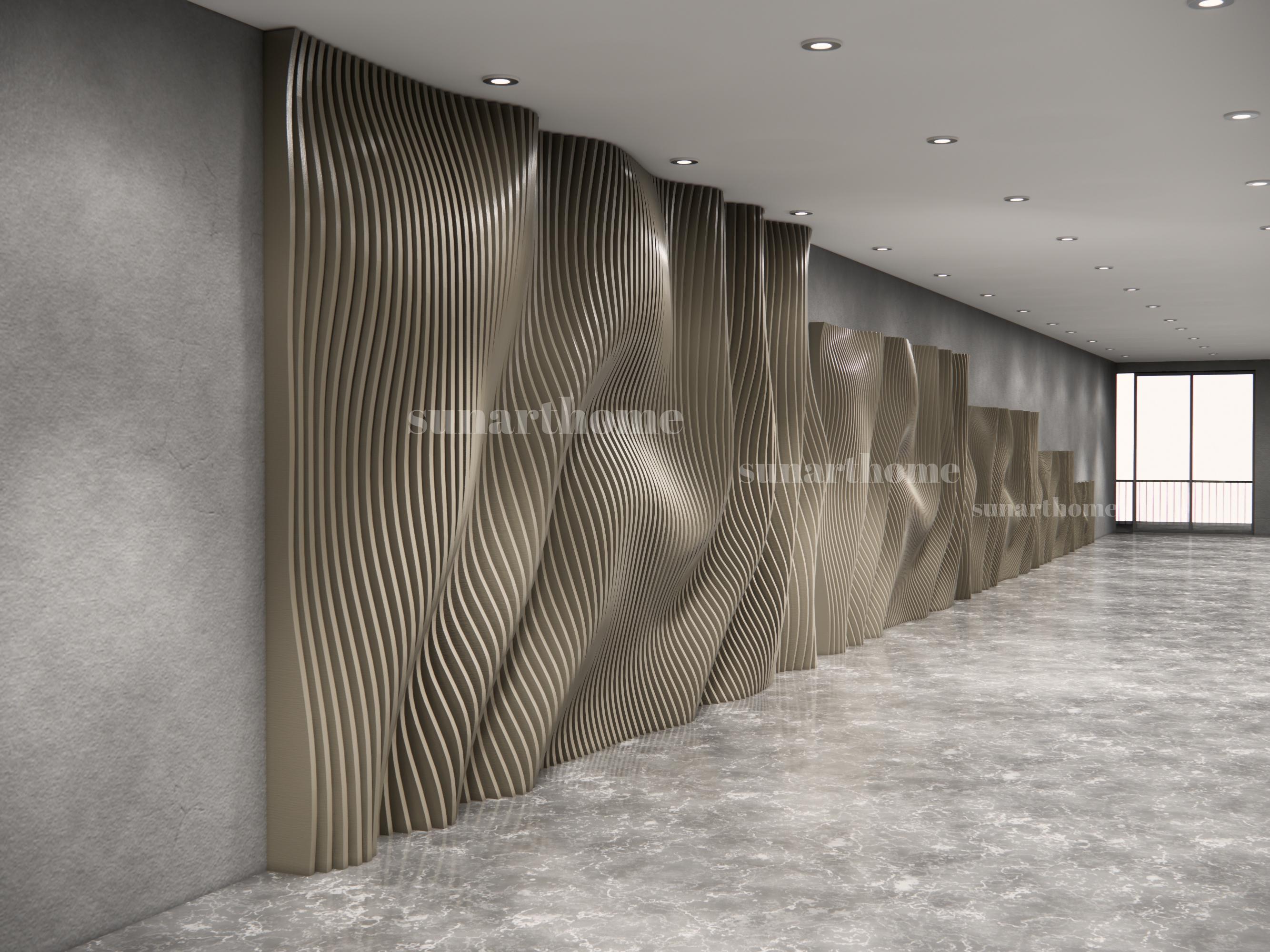 Parametric Wavy Wooden Wall Decor , 3D Parametric Wave Wood for ...
