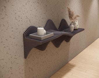 Parametric Shelf , Wavy Wooden Shelf Decor , 3D Wall Art & Shelf Accent - Unique Modern Home Decor for Stylish Interiors , Shelf 5