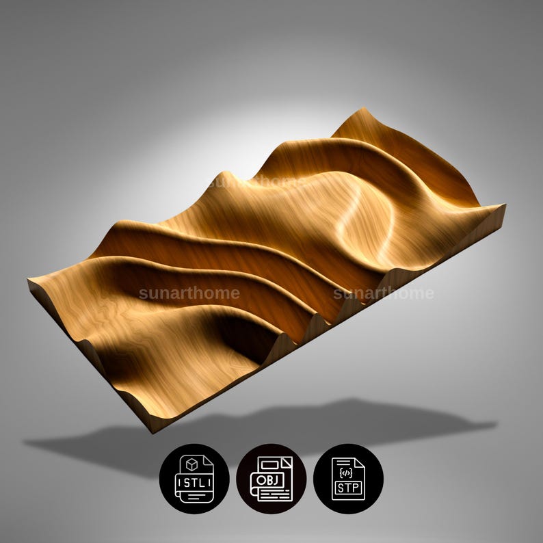 3D Wavy Wall Panel STL File , Modern Wave Wall Art for CNC Router & 3D ...