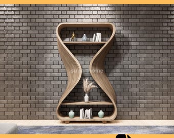 Parametric Bookshelf, Parametric Wooden Shelf, Organic Wood Design, Modern Architectural Furniture Plan, Bookshelf DXF file, Collection 01