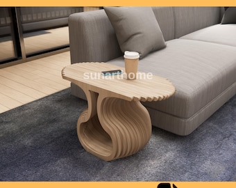 Parametric End Table, Modern Wooden Side Table, CNC Cut Sculptural Accent Table, End Tables for Living Room, Digital File , Model 12