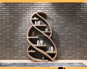 Parametric Bookshelf, Modern Shelf, Parametric shelf Design for Living Room , Sculptural Bookcase, CNC Ready DXF File, Collection 06