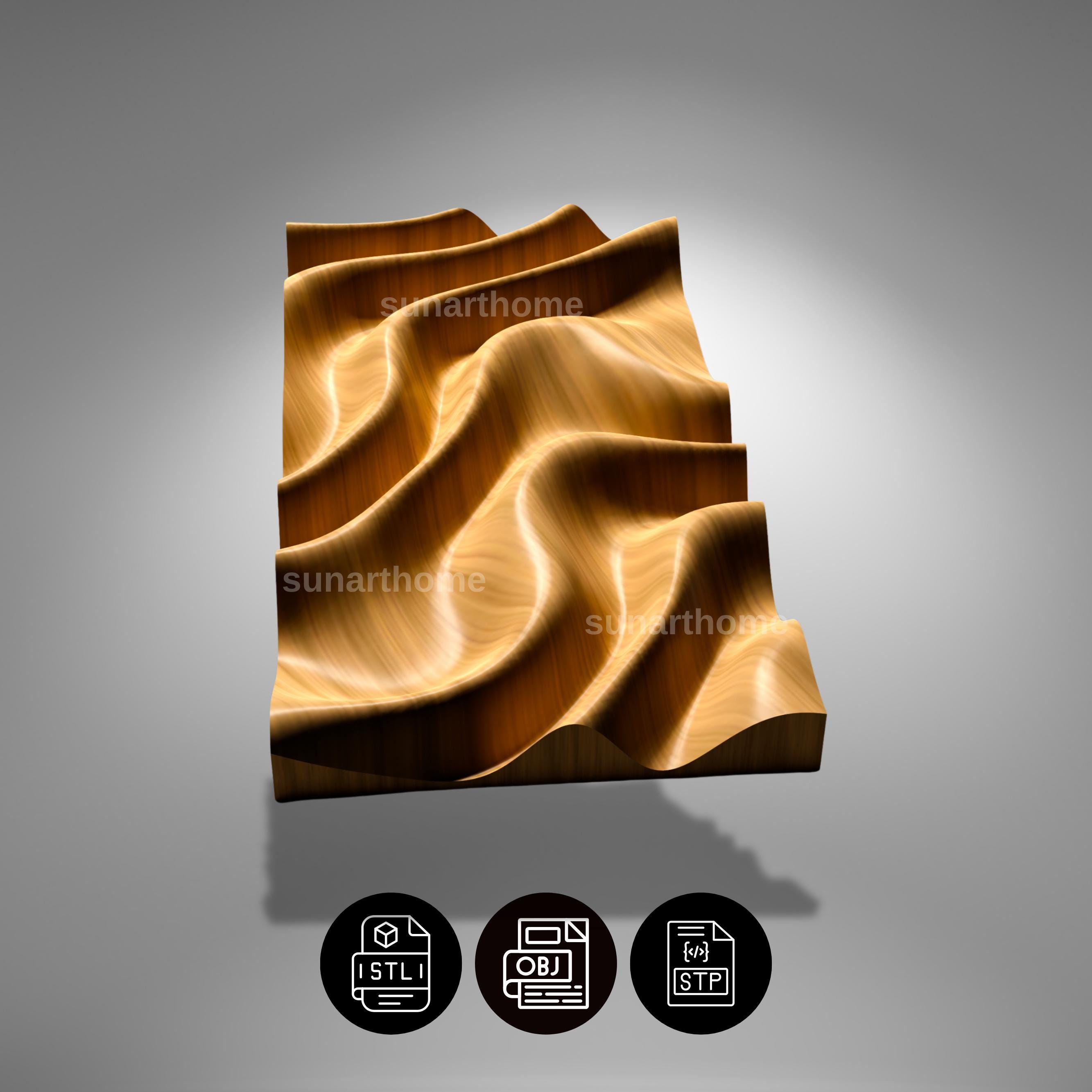 CNC STL File for Wave Wall Panel , 3D Printed or Carved Wood Art ...