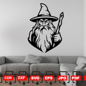 El Señor de los Anillos SVG, Gandalf SVG, clipart de Gandalf, Hobbit SVG, archivo de corte de El Señor de los Anillos, línea Gandalf, mago Gandalf