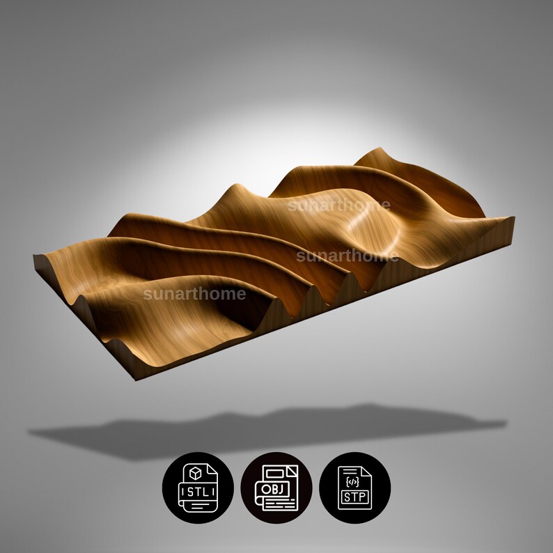 3D Wavy Wall Panel STL File , Modern Wave Wall Art for CNC Router & 3D ...