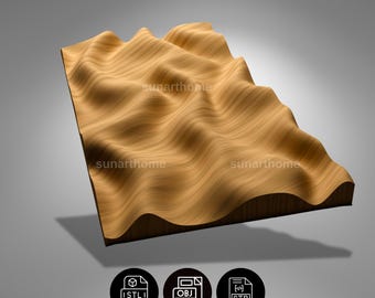 Wave Panel 3D Model STL , CNC Router Carving and 3D Print File, Wall Art Relief Panel, Digital Download / Collection 002