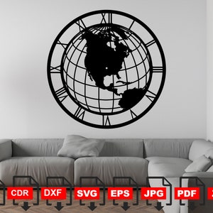 Centraal-Amerika kaart klok Svg wereldkaart klok SVG Vs kaart Dxf Noord-Amerika kaart silhouet Zuid-Amerika klok PNG Instant Download