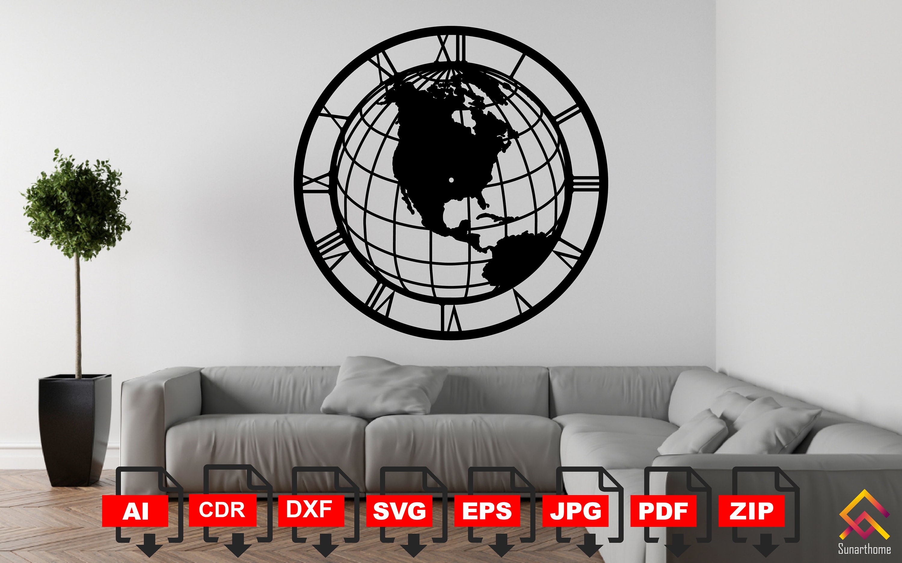Central America Map Clock Svg World Map Clock SVG Usa Map Dxf North ...