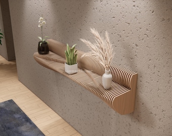 Parametric Wall Art - Wavy Wooden Laser Cut Decor - 3D Wall Decor - Parametric Shelf Decor - Shelf 1