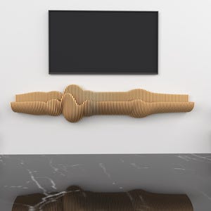 Parametric Wavy Wooden Laser Cut Decor - Parametric Shelf Decor- 3D Wall Decor - Parametric Wall Art - Shelf 6