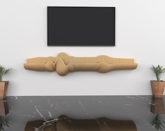 Parametric Wavy Wooden Laser Cut Decor - Parametric Shelf Decor- 3D Wall Decor - Parametric Wall Art - Shelf 6