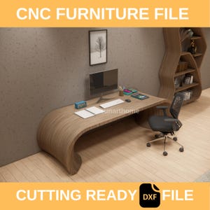 Parametric Wooden Home Office Desk, Modern Wood Study Desk, Handmade Parametric Office Table, Cnc Cut Digital File, Collection 001