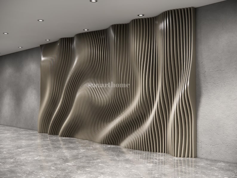 Parametric Wavy Wooden Wall Decor , 3D Parametric Wave Wood for ...