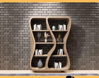 Parametric Wooden Bookshelf DXF File –Parametric CNC Shelf Design- Modern CNC Shelf Design for Living Room Decor | Collection 04
