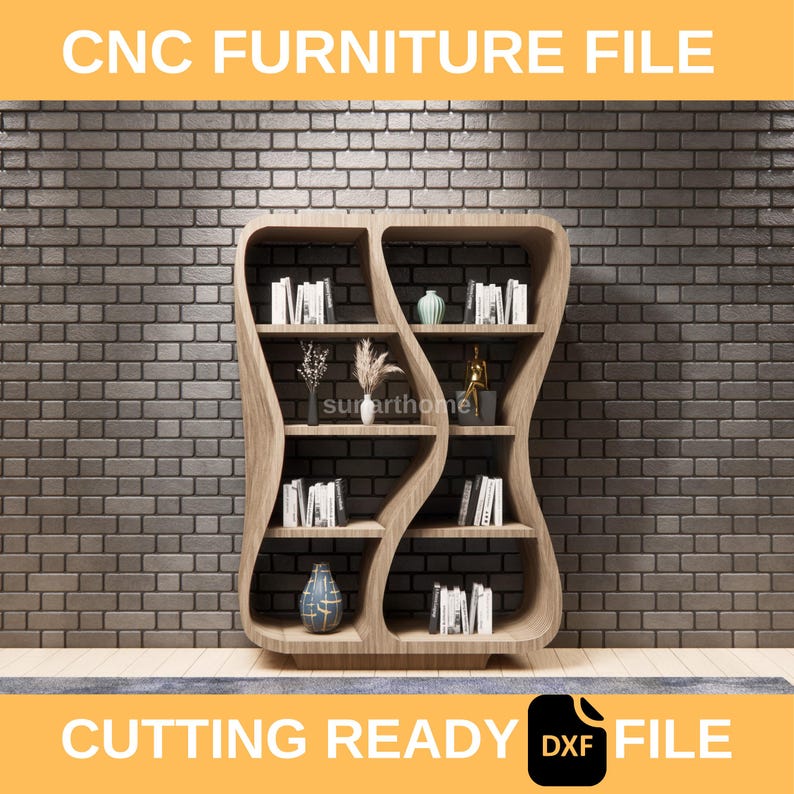 Shelf Rack Dxf Parametric Wooden Bookshelf DXF File –parametric CNC Shelf Design ...