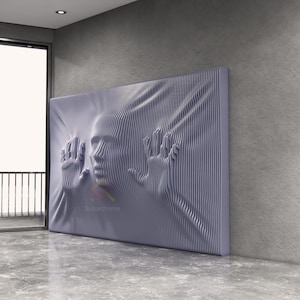 Arte mural facial 3D paramétrico, ilusión de rostro y manos 3D, archivo DXF para fresadora CNC y corte láser