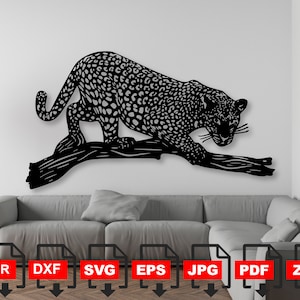 Leopard SVG Leopard DXF Leopard silhouet PNG Leopard Cricut Leopard clipart Leopard lasergesneden bestand direct downloaden
