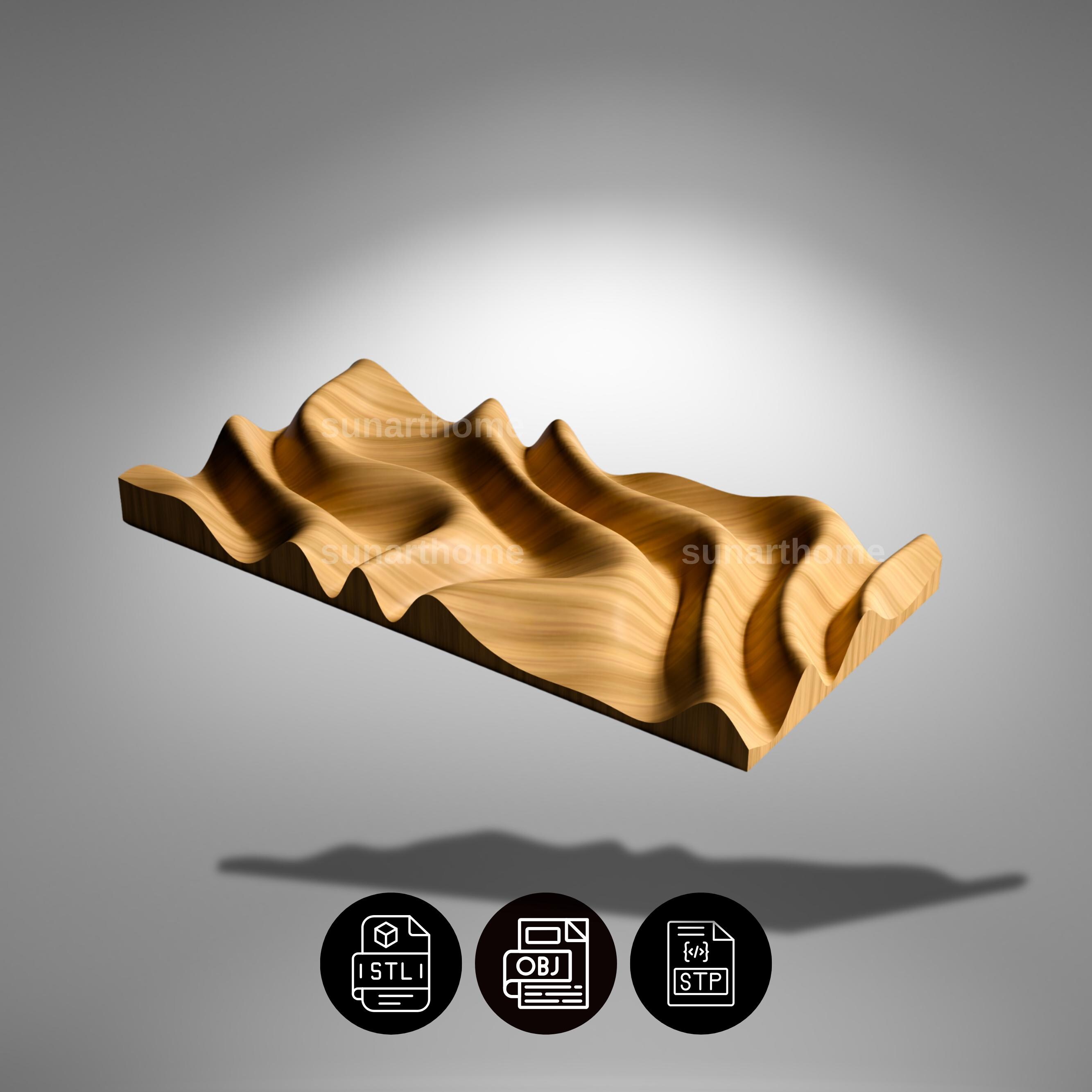 CNC STL File for Wave Wall Panel , 3D Printed or Carved Wood Art ...