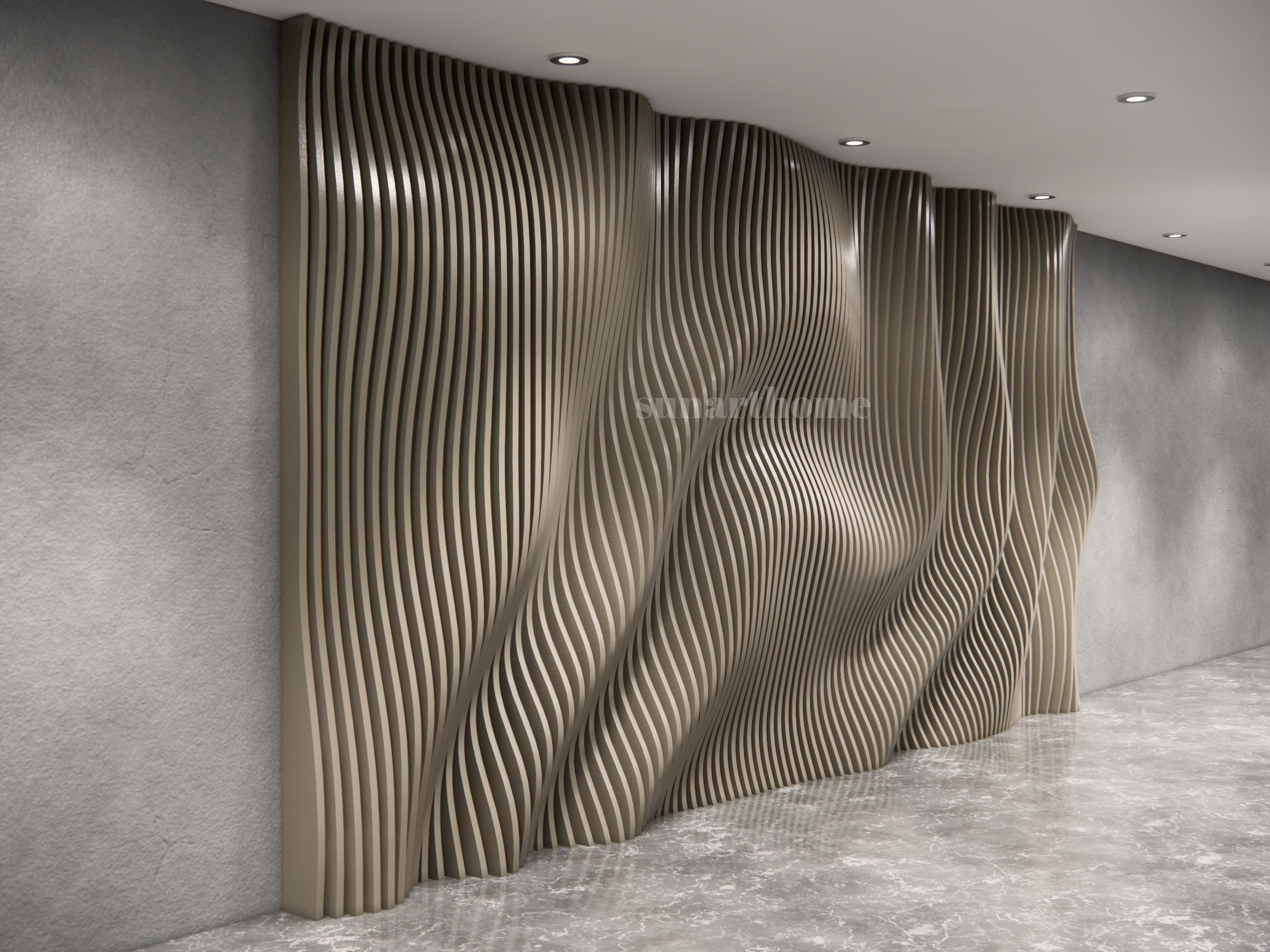 Parametric Wavy Wooden Wall Decor , 3D Parametric Wave Wood for ...